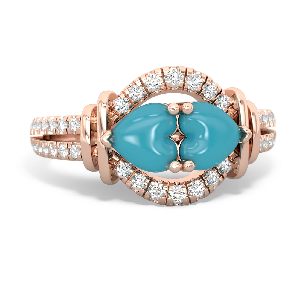 Turquoise Art-Deco Keepsake 14K Rose Gold ring R5630