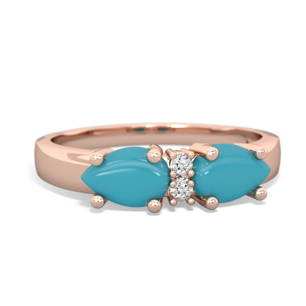 Turquoise Pear Bowtie 14K Rose Gold ring R0865