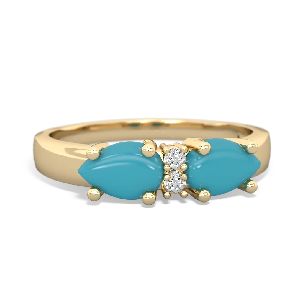 Turquoise Pear Bowtie 14K Yellow Gold ring R0865