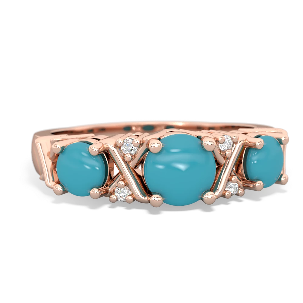 Turquoise Hugs And Kisses 14K Rose Gold ring R5016