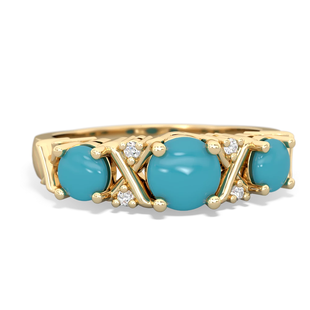 Blue Topaz Hugs And Kisses 14K Yellow Gold ring R5016