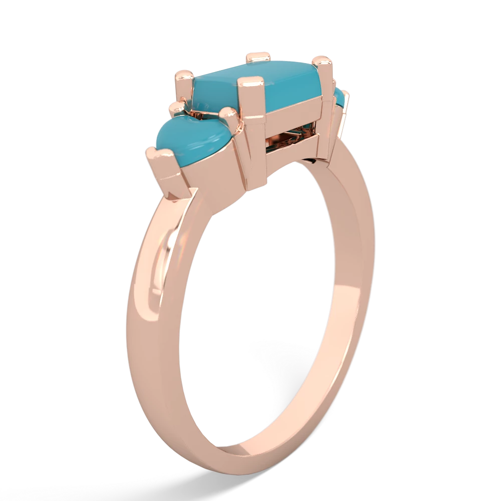 Lab Emerald Three Stone 14K Rose Gold ring R5235