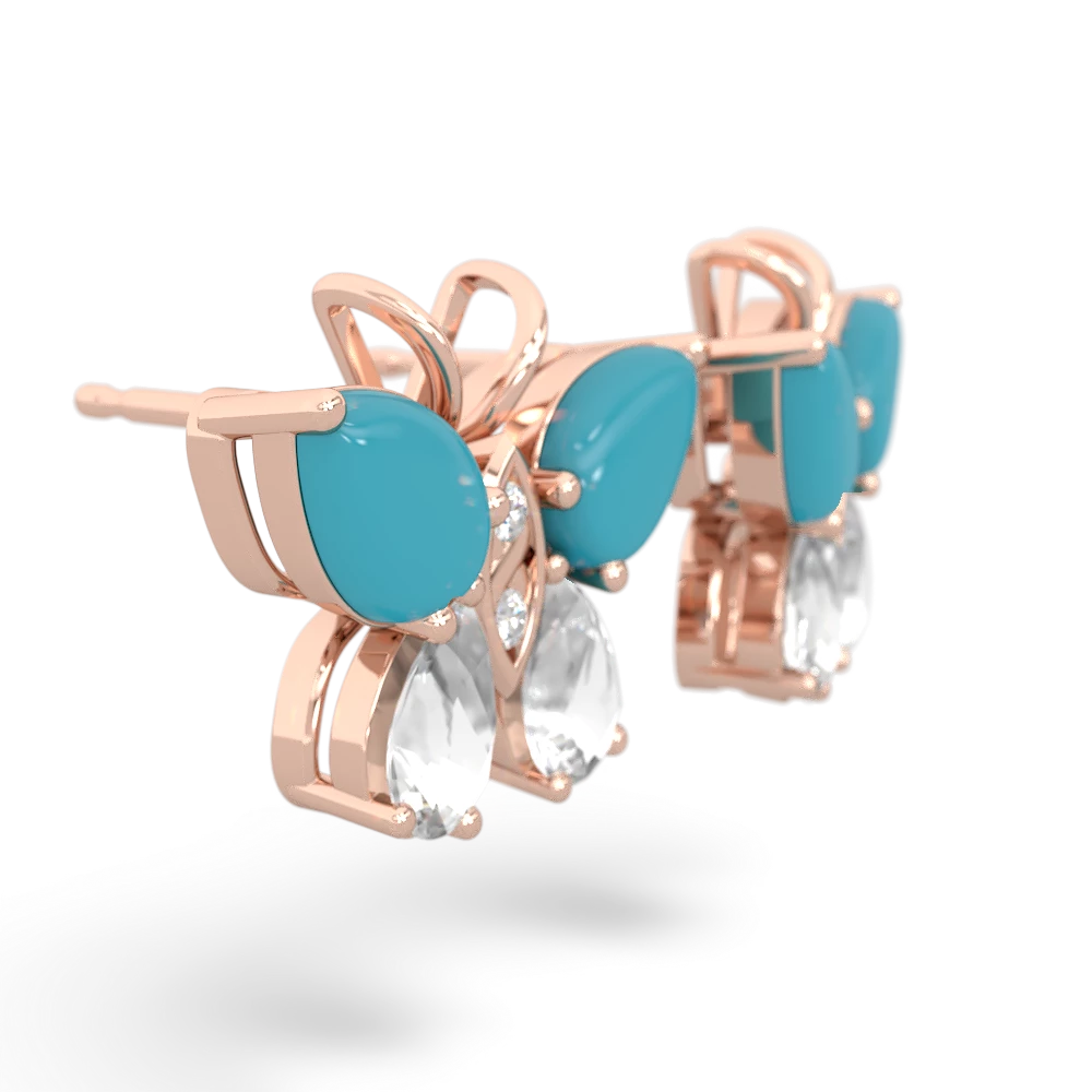 Turquoise Butterfly 14K Rose Gold earrings E2215