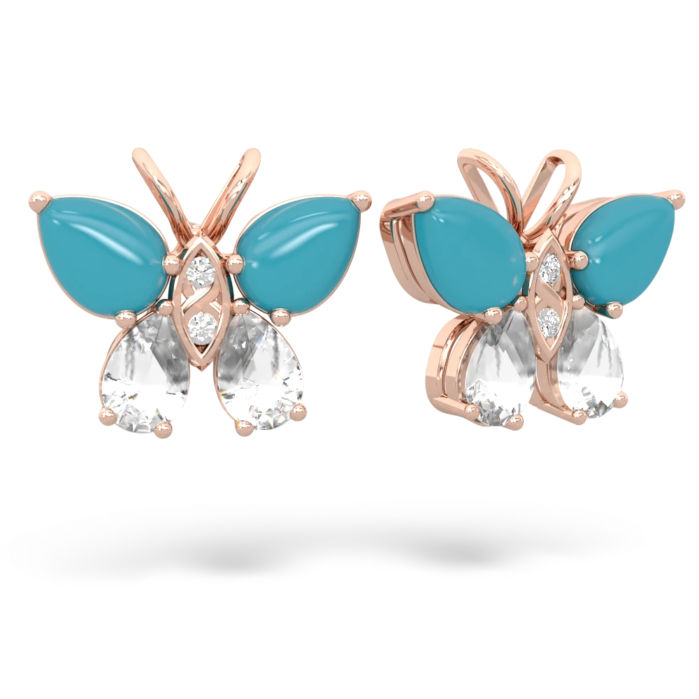 Turquoise Butterfly 14K Rose Gold earrings E2215