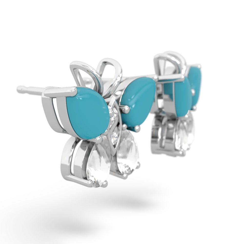 Turquoise Butterfly 14K White Gold earrings E2215