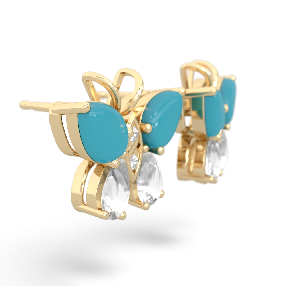 Turquoise Butterfly 14K Yellow Gold earrings E2215