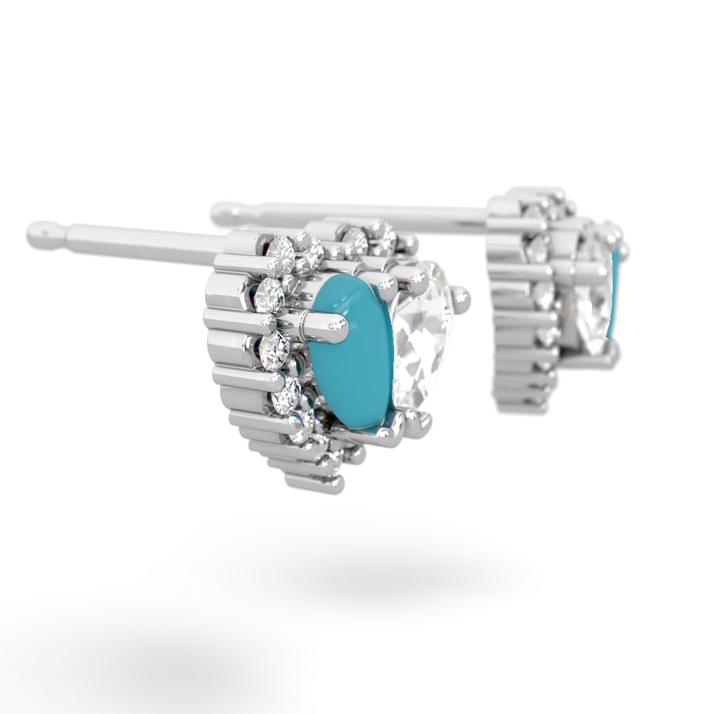 Turquoise Halo 14K White Gold earrings E7008