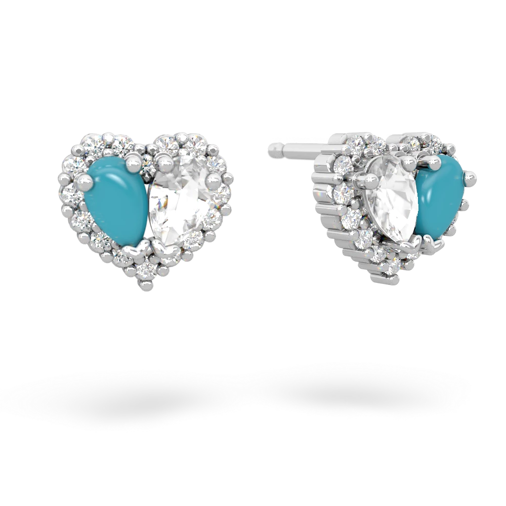 Turquoise Halo 14K White Gold earrings E7008