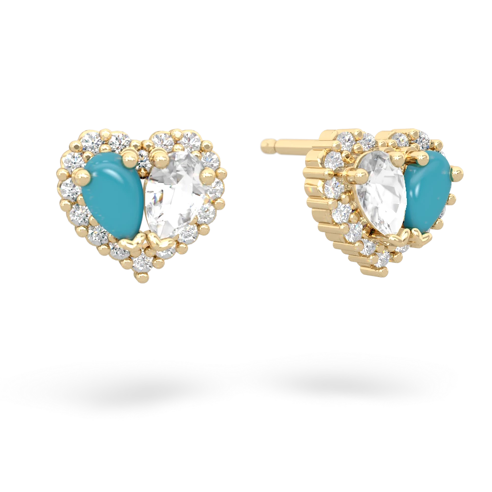 Turquoise Halo 14K Yellow Gold earrings E7008
