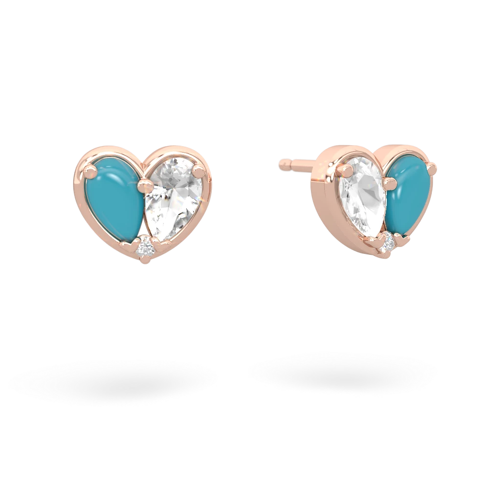 Turquoise 'Our Heart' 14K Rose Gold earrings E5072
