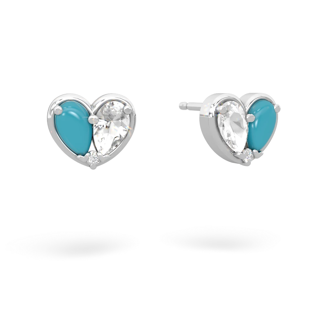 Turquoise 'Our Heart' 14K White Gold earrings E5072