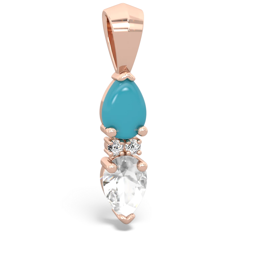 Turquoise Bowtie Drop 14K Rose Gold pendant P0865