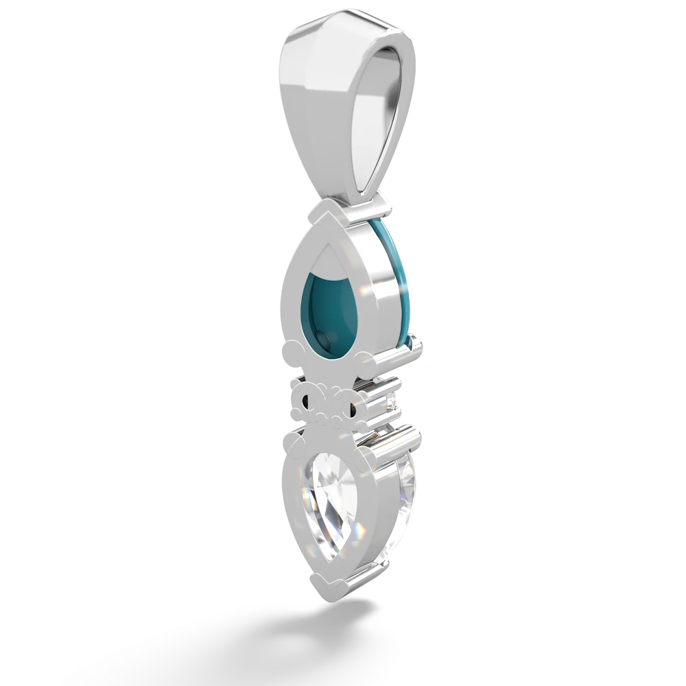 Turquoise Bowtie Drop 14K White Gold pendant P0865