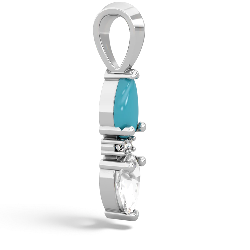 Turquoise Bowtie Drop 14K White Gold pendant P0865