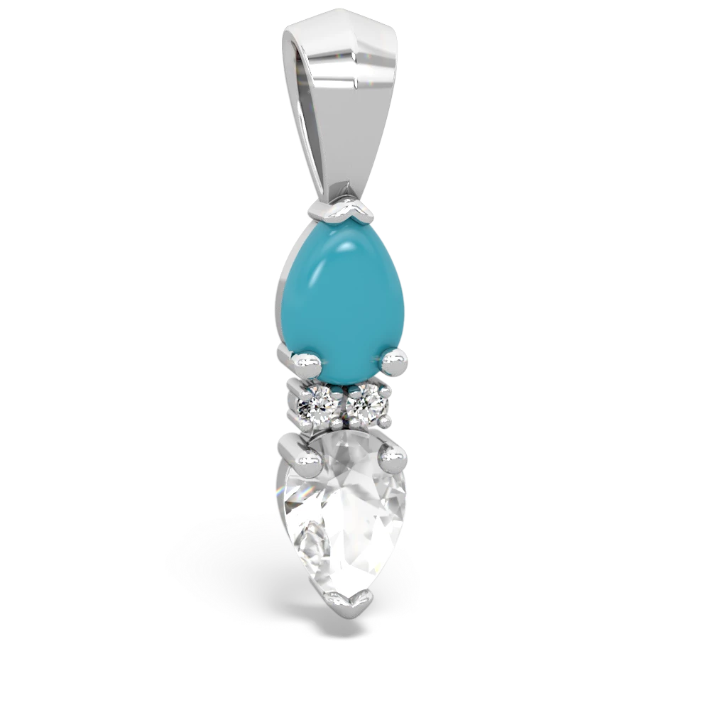 Turquoise Bowtie Drop 14K White Gold pendant P0865