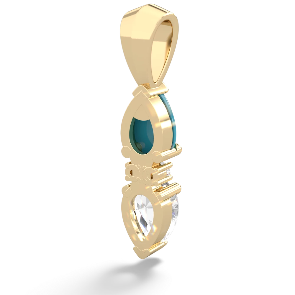 Turquoise Bowtie Drop 14K Yellow Gold pendant P0865