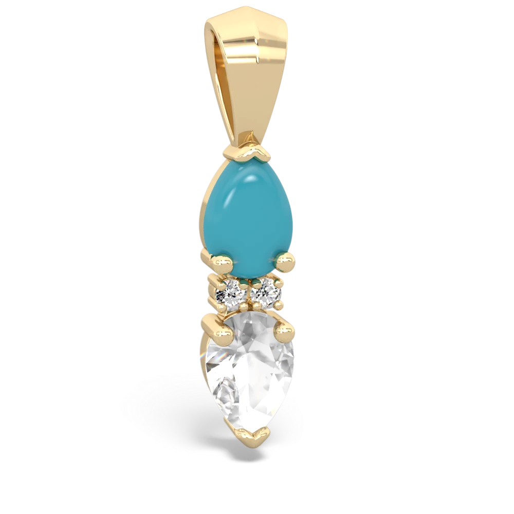 Turquoise Bowtie Drop 14K Yellow Gold pendant P0865
