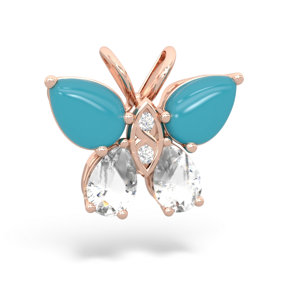 Turquoise Butterfly 14K Rose Gold pendant P2215