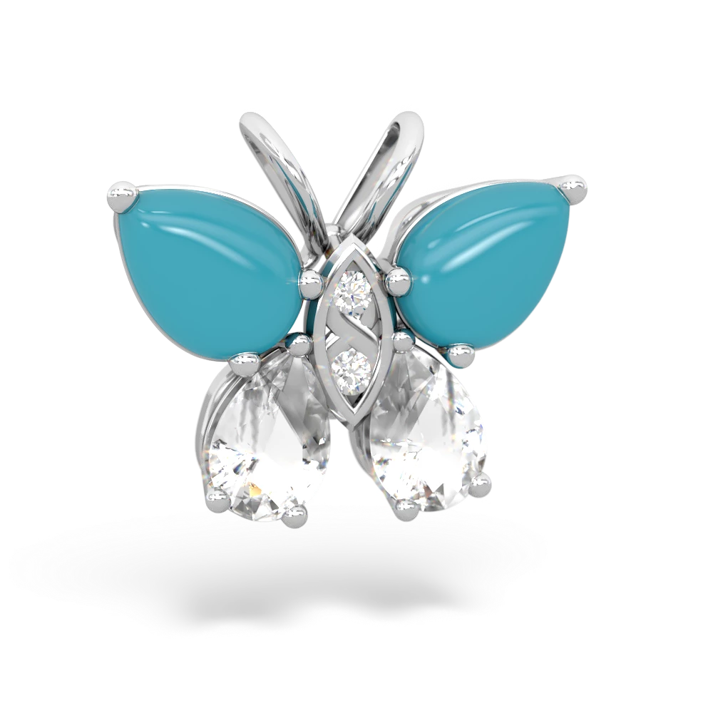 Turquoise Butterfly 14K White Gold pendant P2215