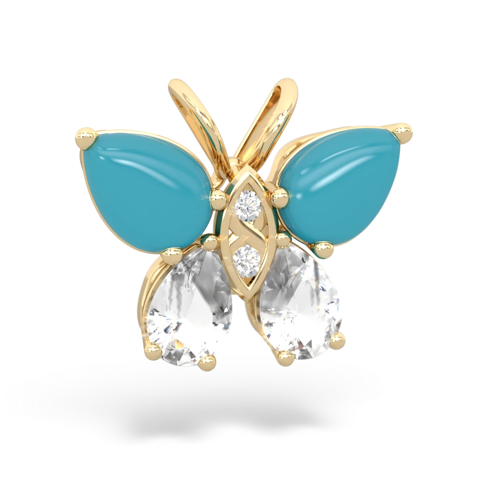 Turquoise Butterfly 14K Yellow Gold pendant P2215