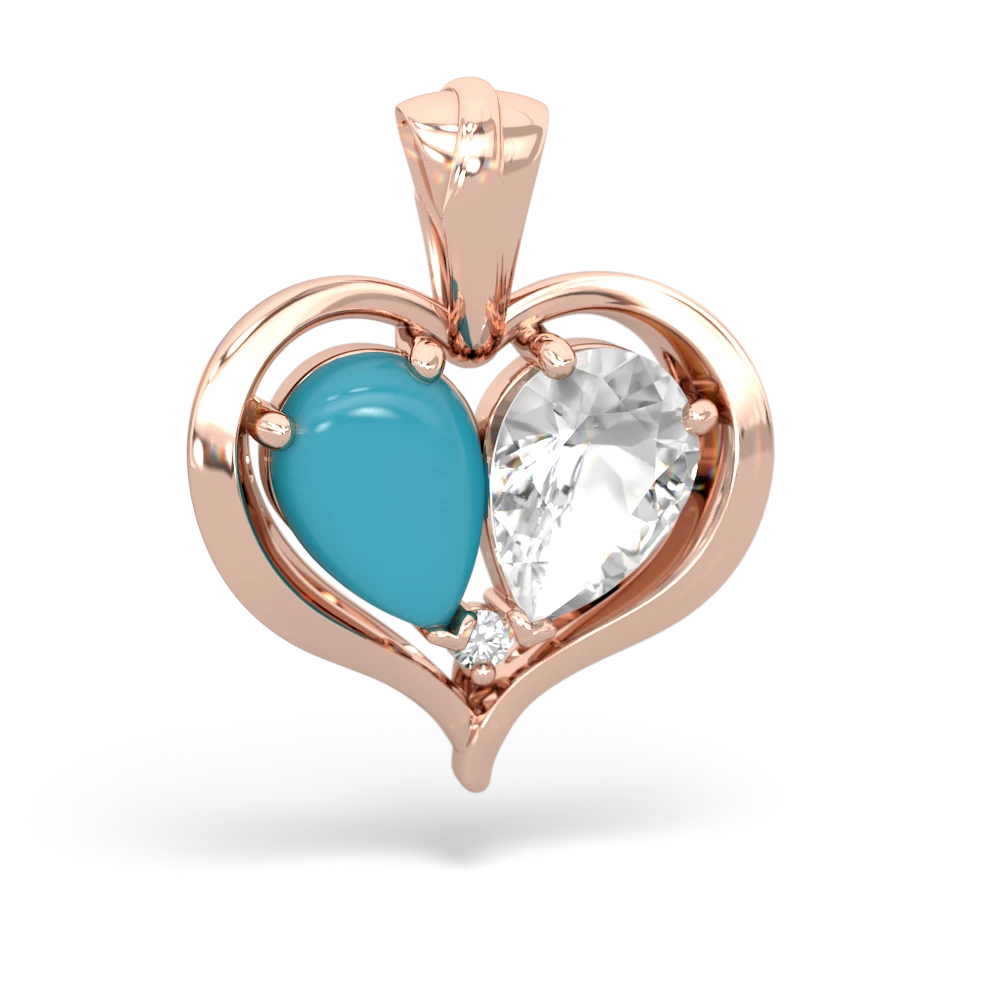 Turquoise Two Become One 14K Rose Gold pendant P5330