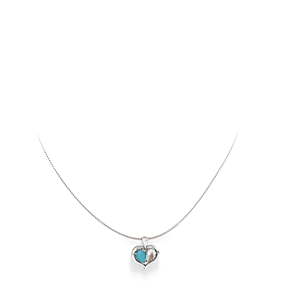 Turquoise Two Become One 14K White Gold pendant P5330