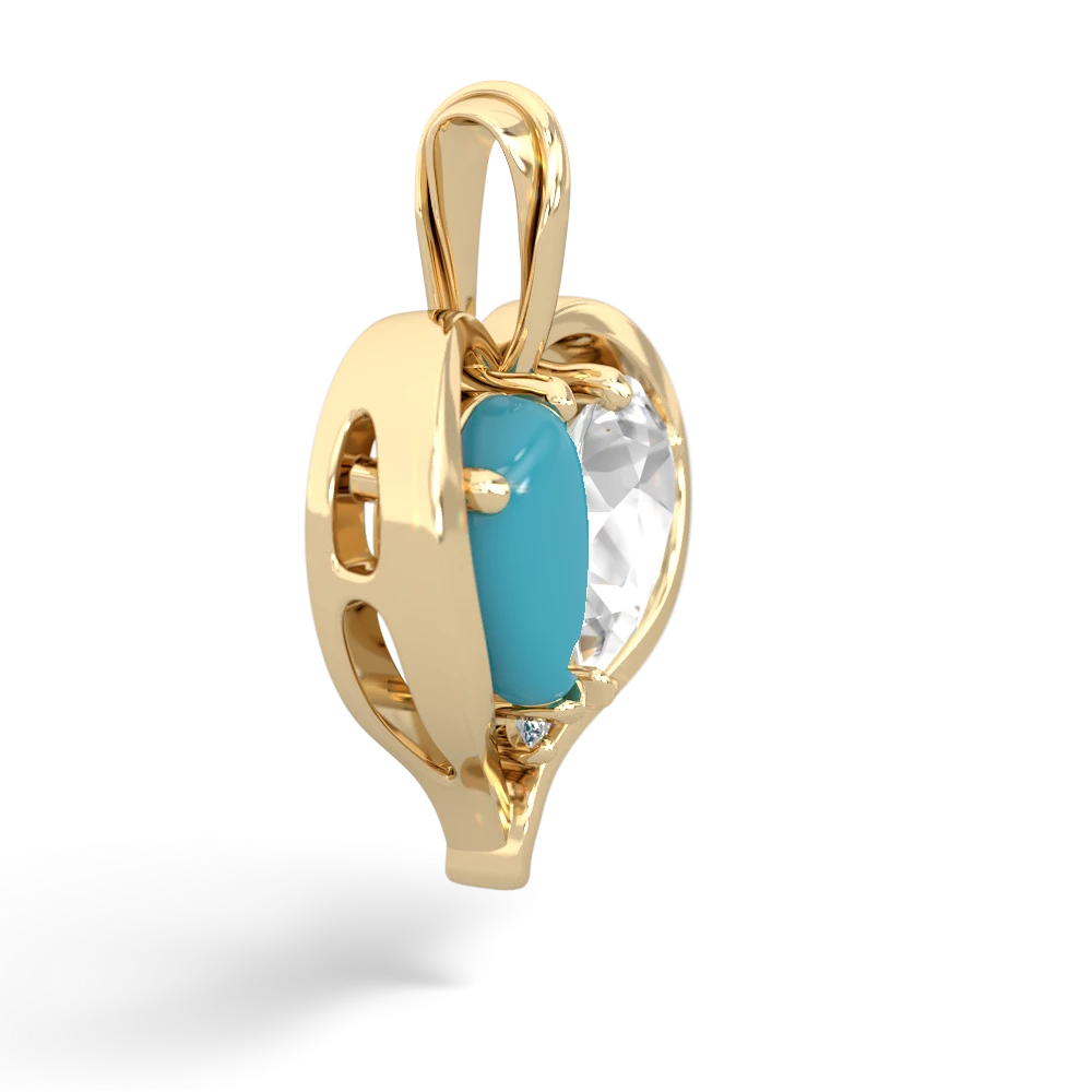 Turquoise Two Become One 14K Yellow Gold pendant P5330