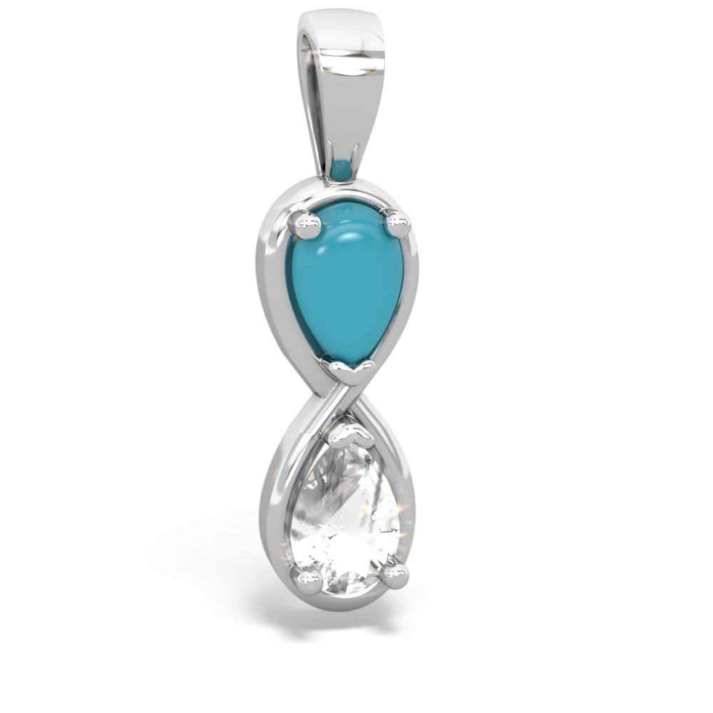 Turquoise Infinity 14K White Gold pendant P5050