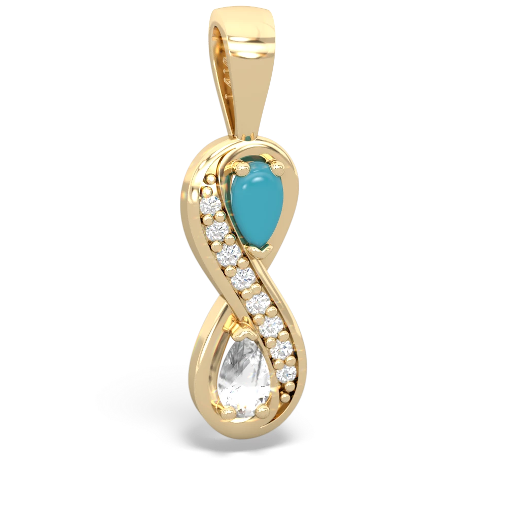 Turquoise Diamond Infinity 14K Yellow Gold pendant P5390