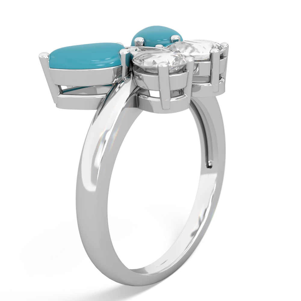 Turquoise Butterfly 14K White Gold ring R2215