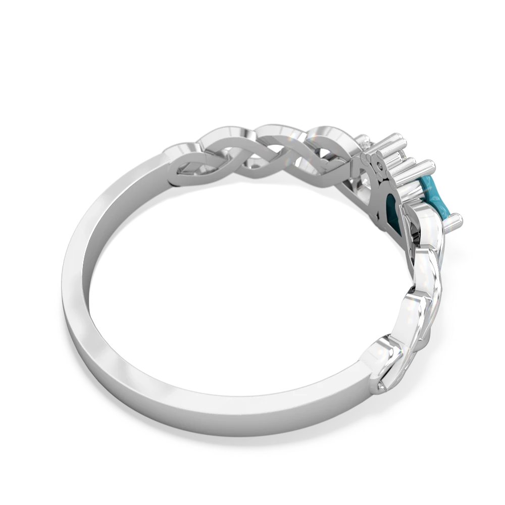 Turquoise Heart To Heart Braid 14K White Gold ring R5870