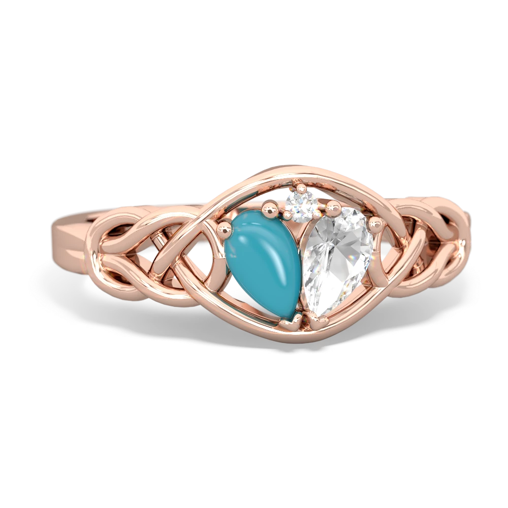 Turquoise Celtic Love Knot 14K Rose Gold ring R5420