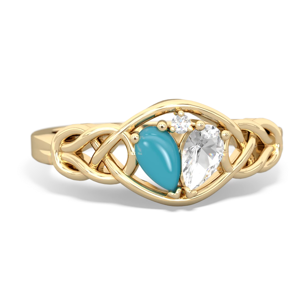 Turquoise Celtic Love Knot 14K Yellow Gold ring R5420