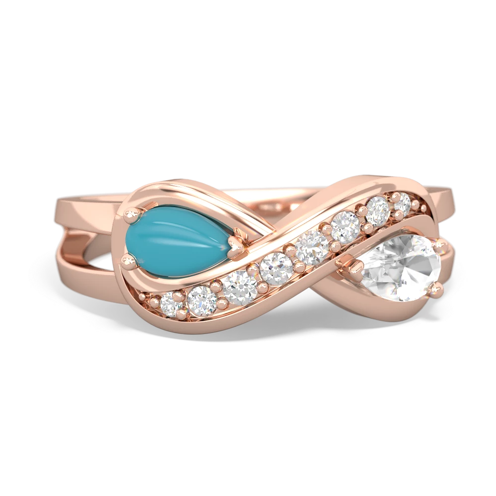 Turquoise Diamond Infinity 14K Rose Gold ring R5390