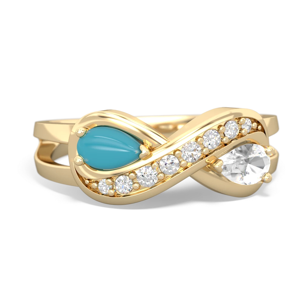 Turquoise Diamond Infinity 14K Yellow Gold ring R5390