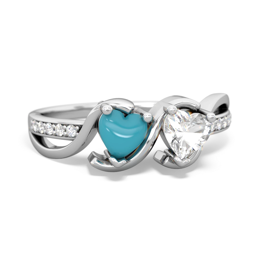 Turquoise Side By Side 14K White Gold ring R3090