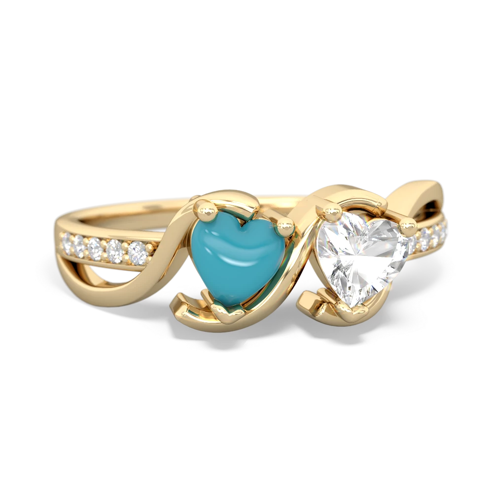 Turquoise Side By Side 14K Yellow Gold ring R3090