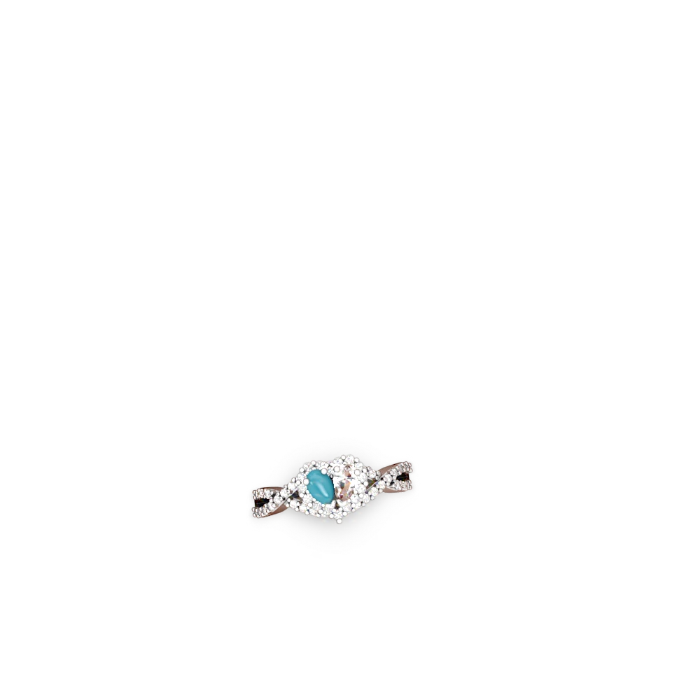 Turquoise Diamond Twist 'One Heart' 14K White Gold ring R2640HRT