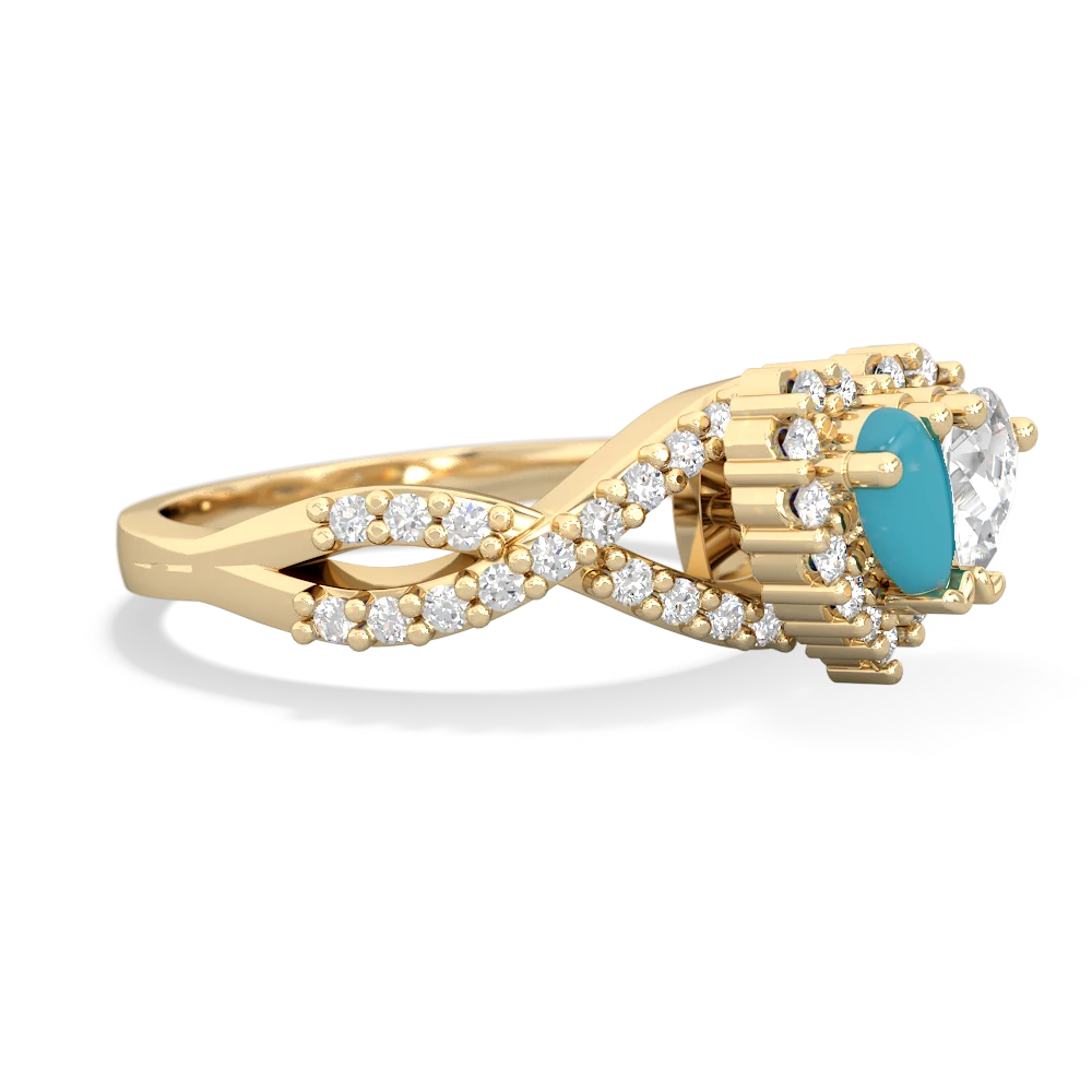 Turquoise Diamond Twist 'One Heart' 14K Yellow Gold ring R2640HRT