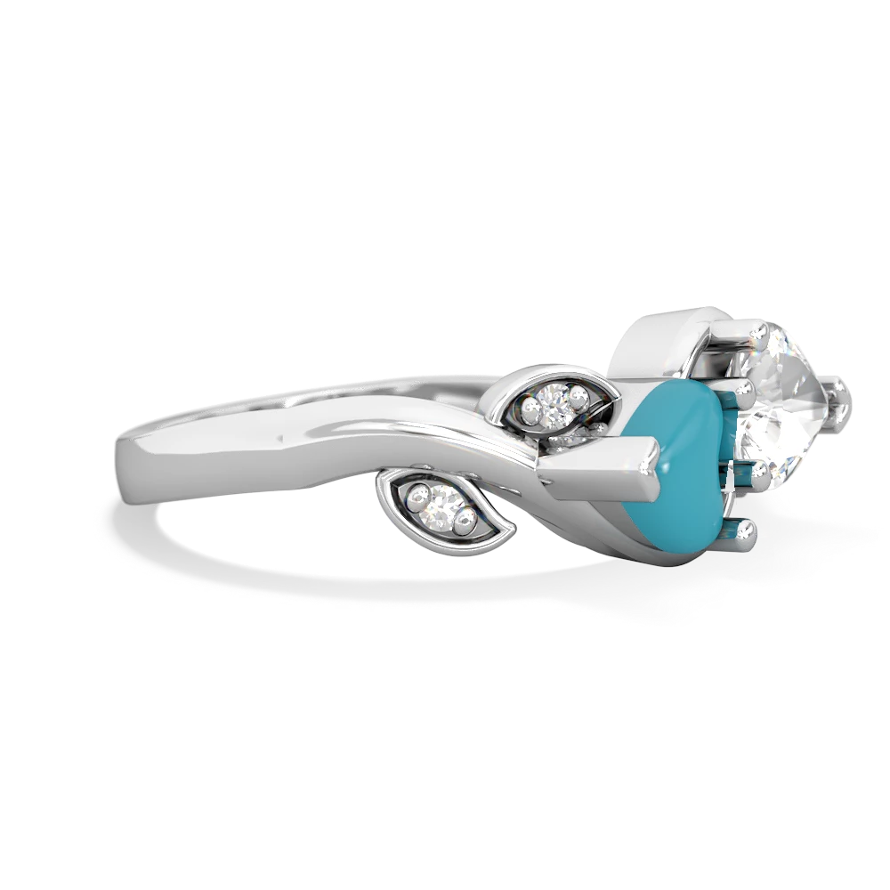 Turquoise Floral Elegance 14K White Gold ring R5790