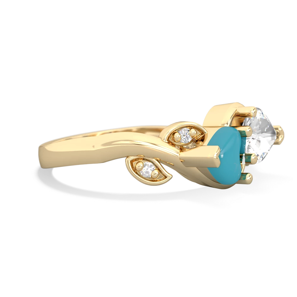 Turquoise Floral Elegance 14K Yellow Gold ring R5790