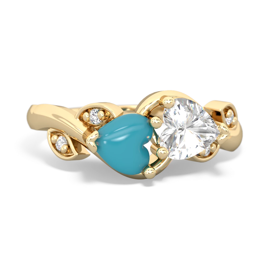 Turquoise Floral Elegance 14K Yellow Gold ring R5790