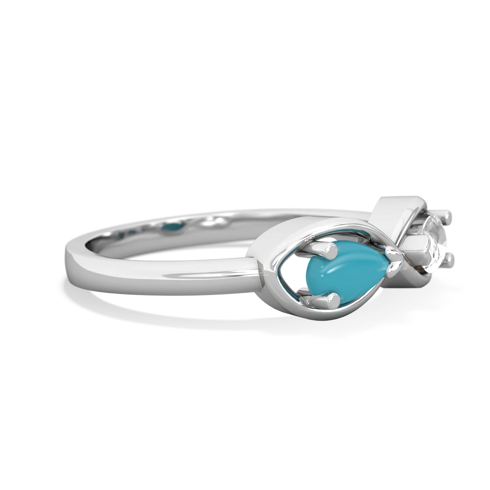 Turquoise Infinity 14K White Gold ring R5050