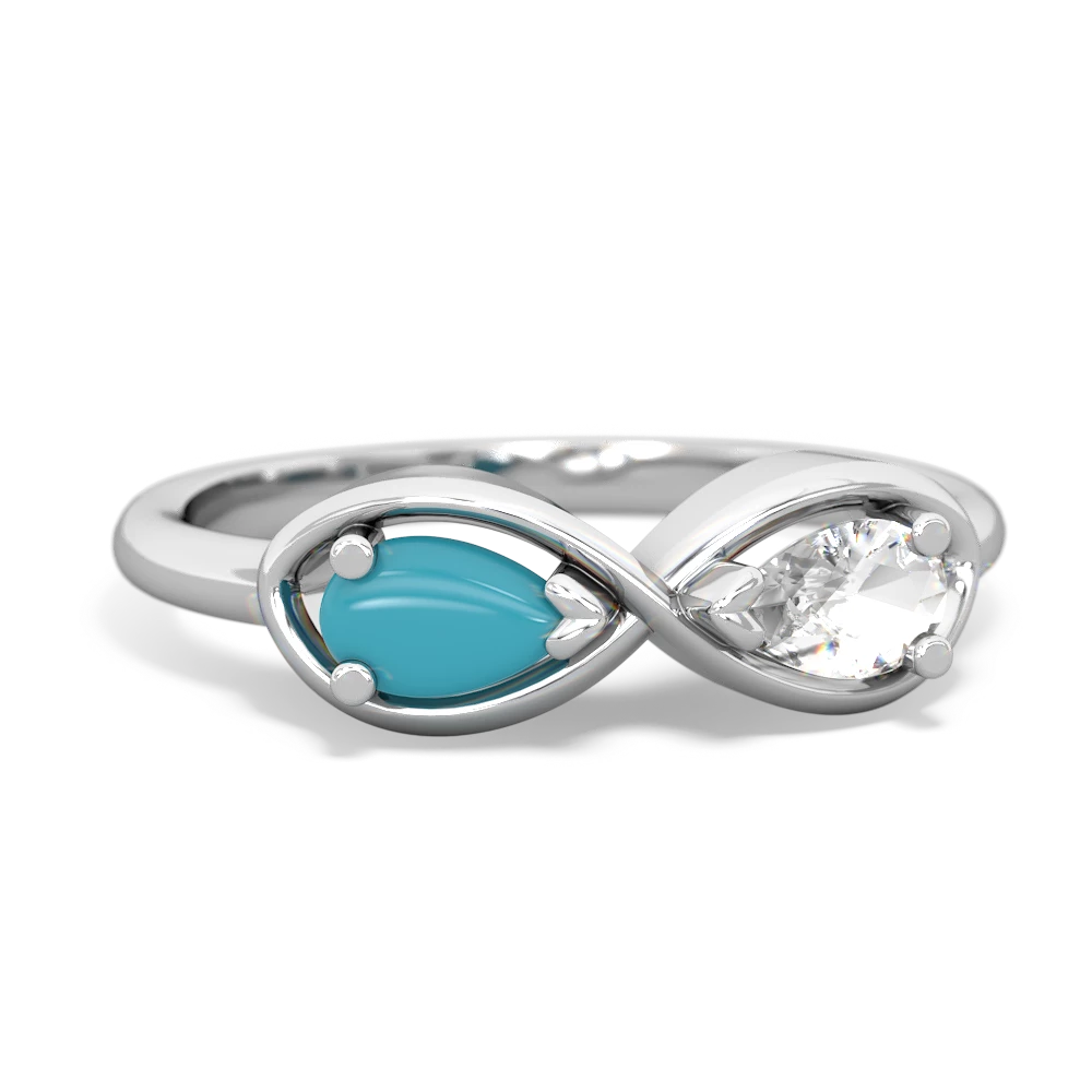 Turquoise Infinity 14K White Gold ring R5050