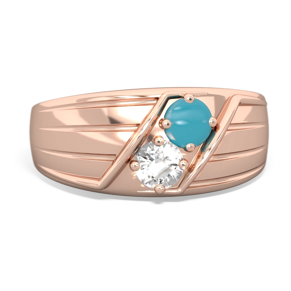 Turquoise Men's Streamline 14K Rose Gold ring R0460