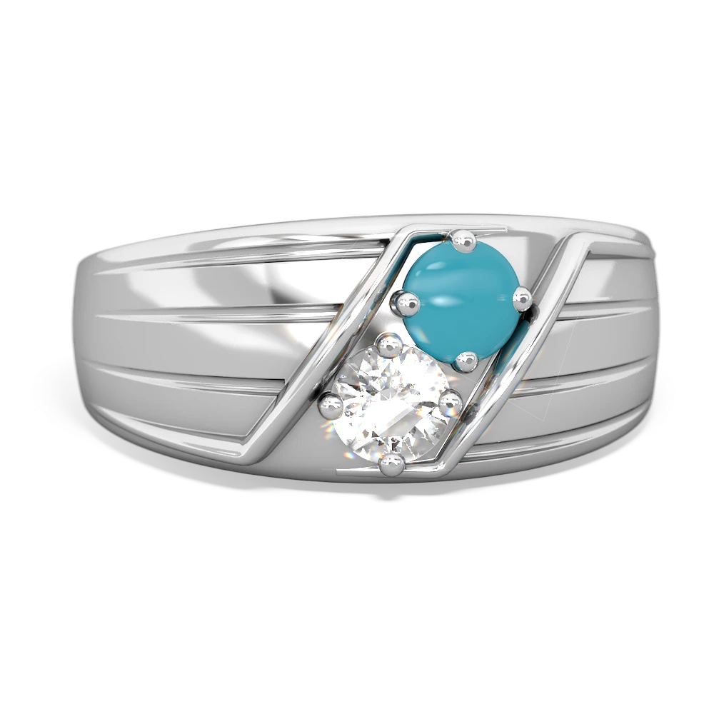 Turquoise Men's Streamline 14K White Gold ring R0460