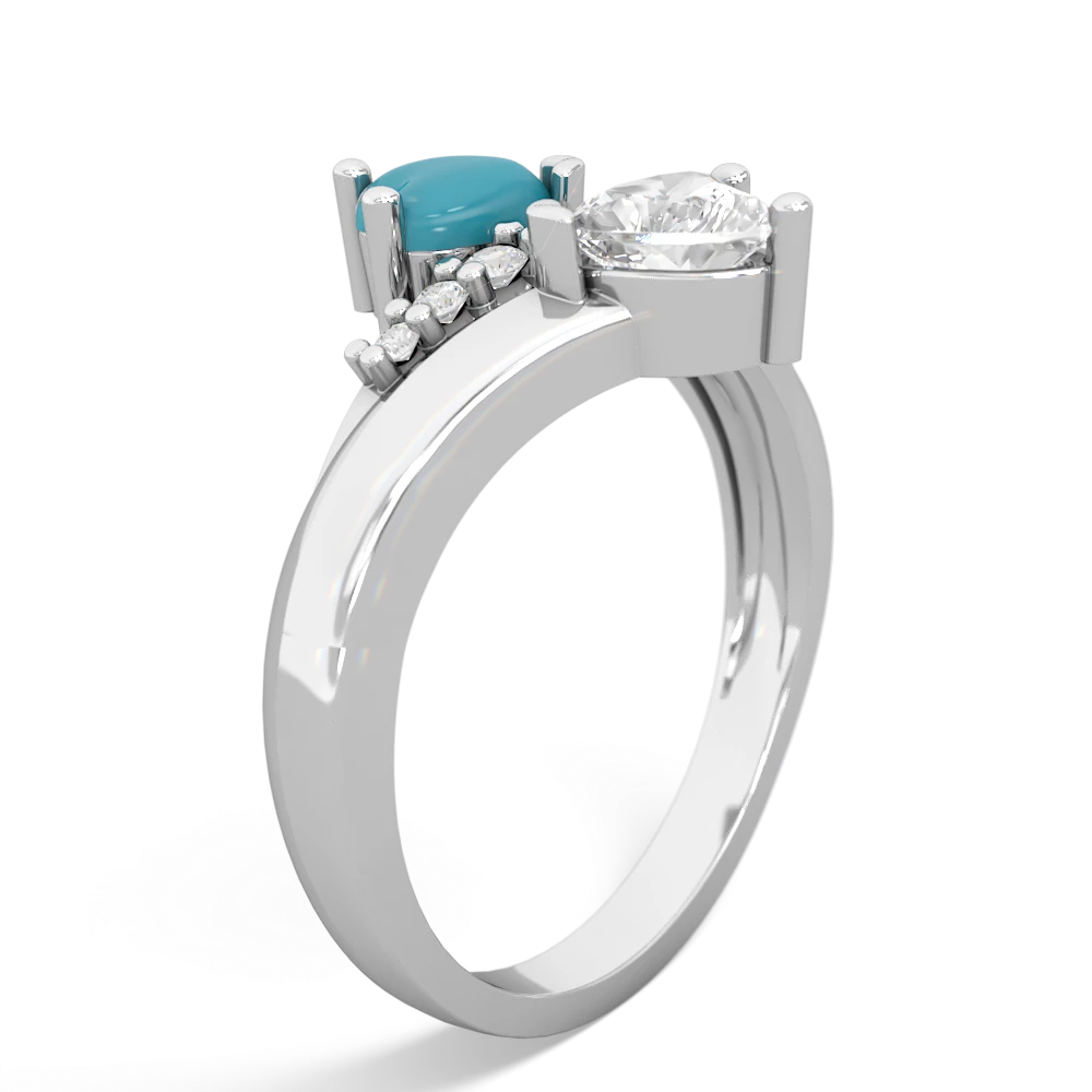 Turquoise Heart To Heart 14K White Gold ring R2064