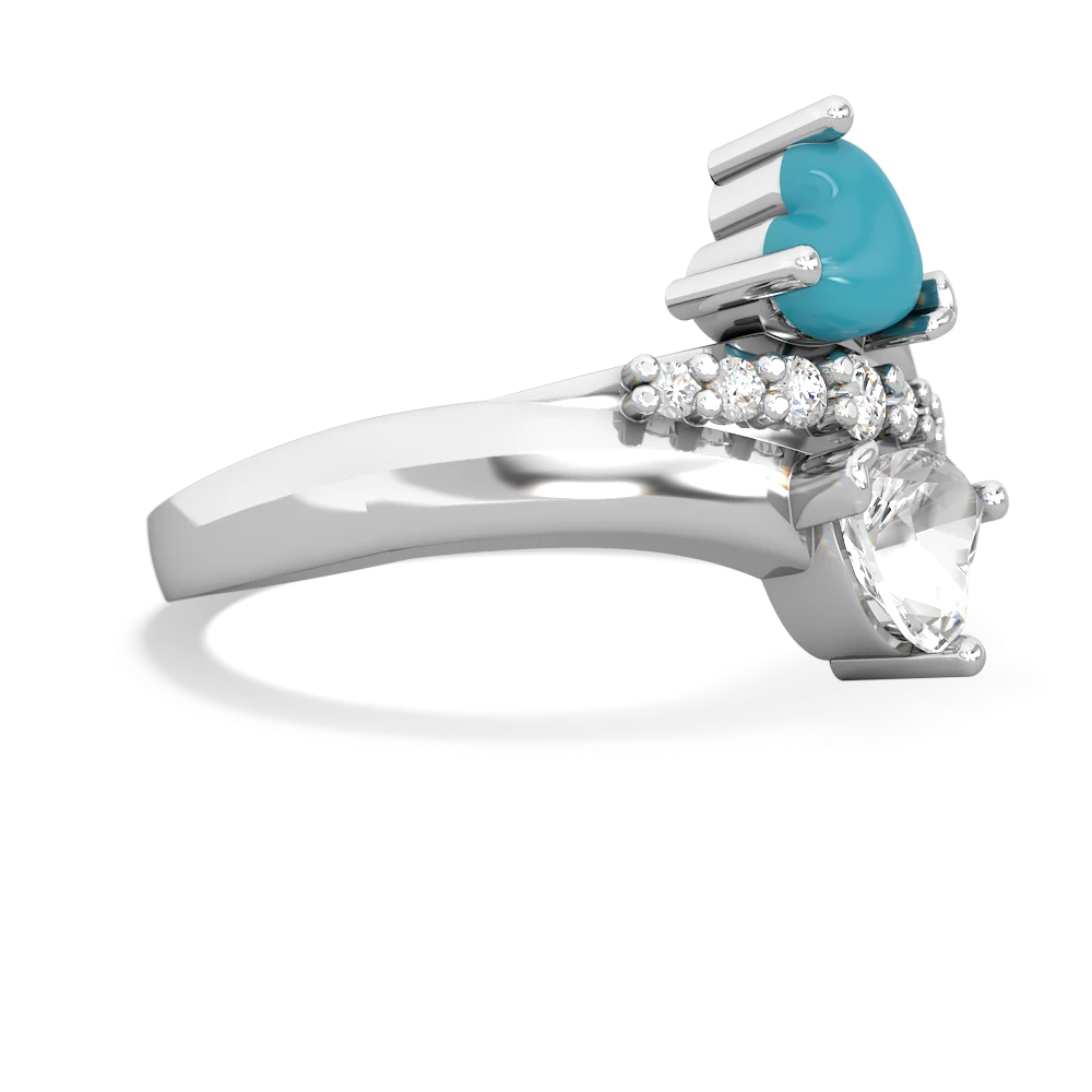 Turquoise Heart To Heart 14K White Gold ring R2064