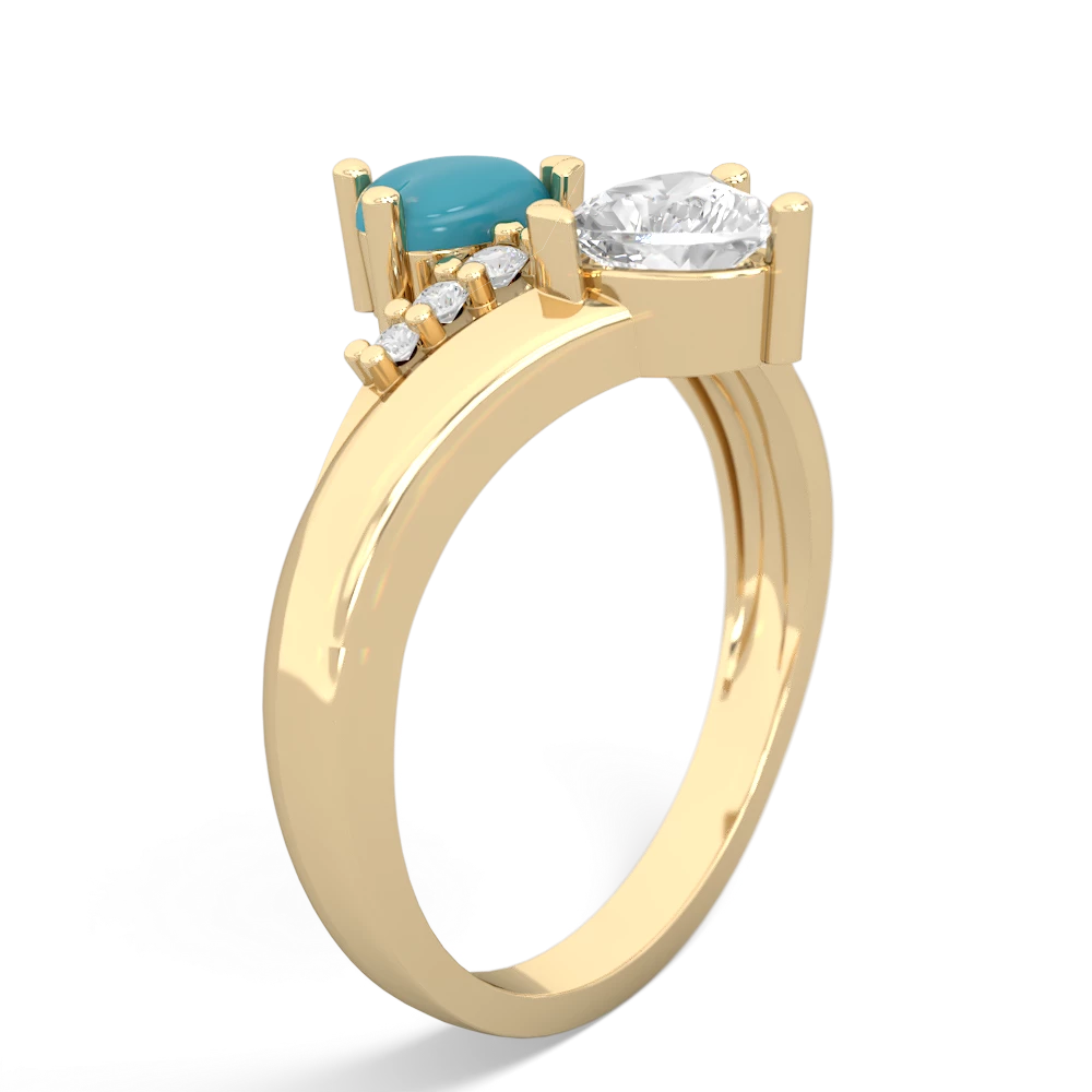 Turquoise Heart To Heart 14K Yellow Gold ring R2064