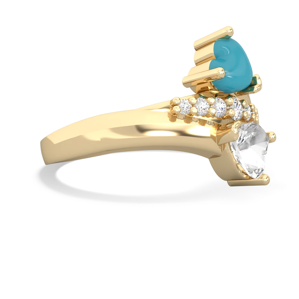 Turquoise Heart To Heart 14K Yellow Gold ring R2064